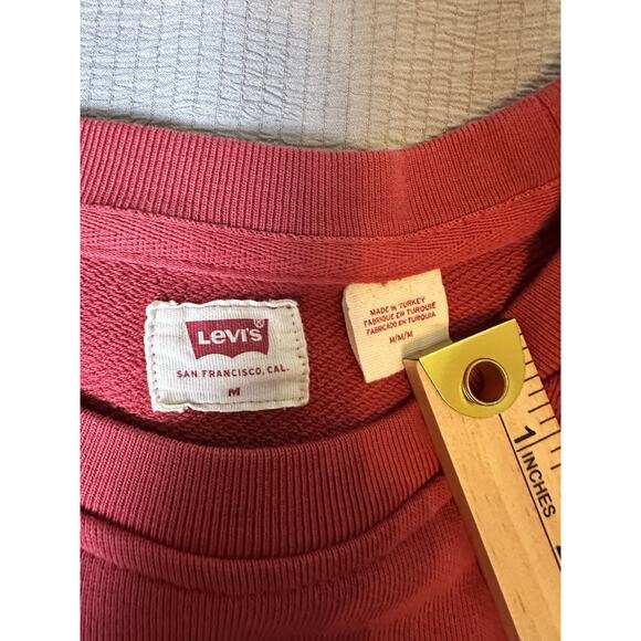Levi’s Men Medium Red & White Logo Sweatshirt Crewneck Pullover Retro Style - Picture 4 of 9